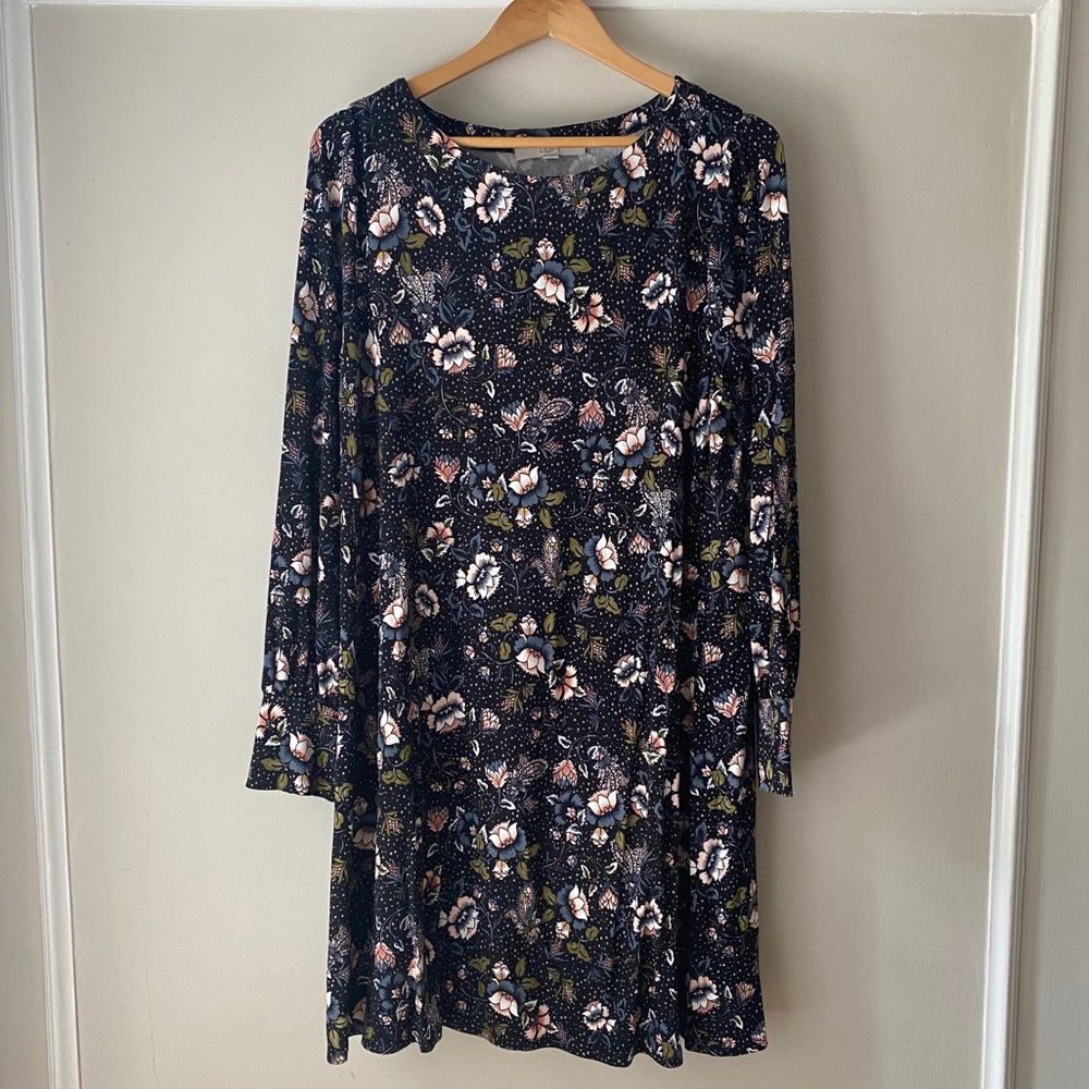 Loft Knit Floral Flounce Dress